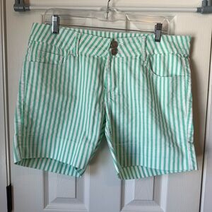 Striped Mint Green and White Women's Shorts size 14